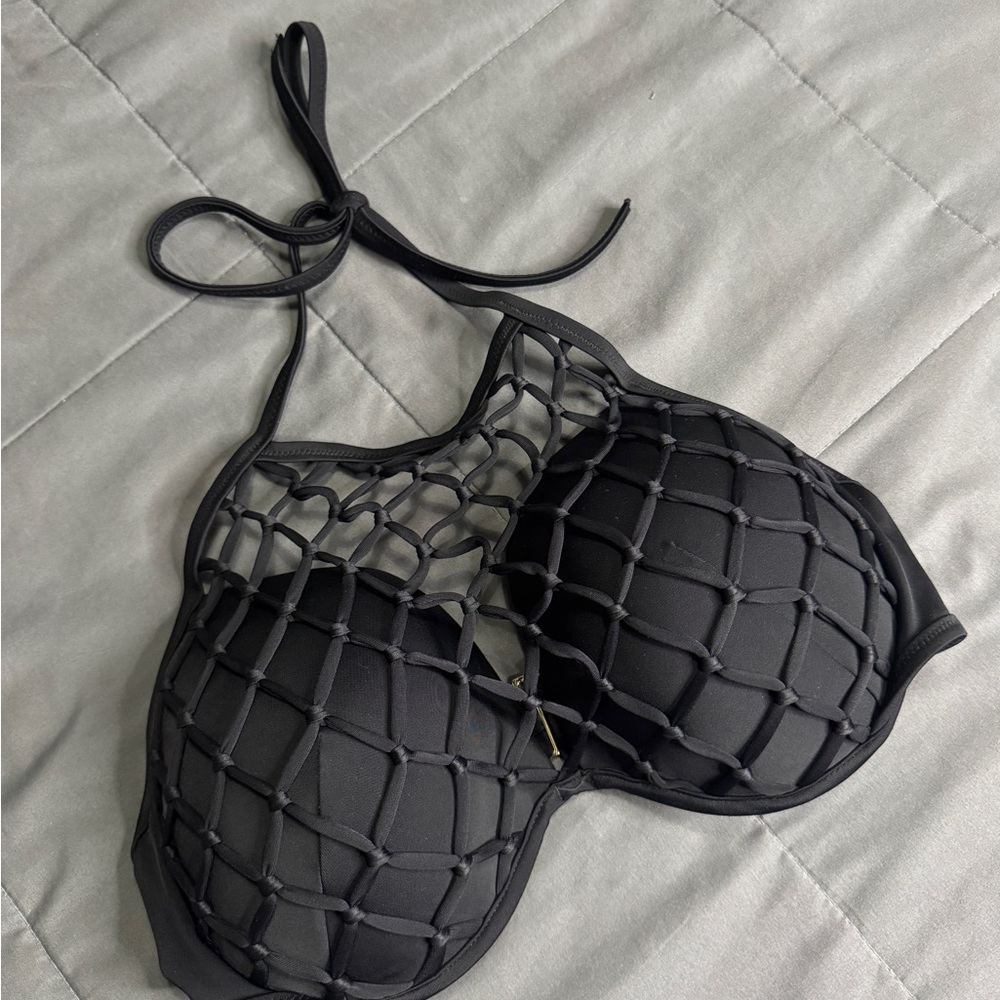 Shade & Shore Black Mesh Bikini Top